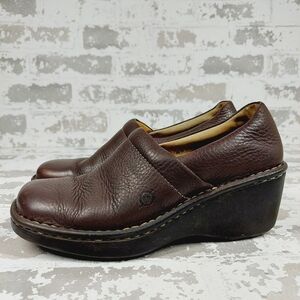 Women's Brown Leather Slip-On Clogs